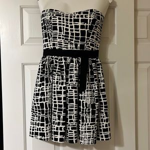 Aqua black and white cocktail dress